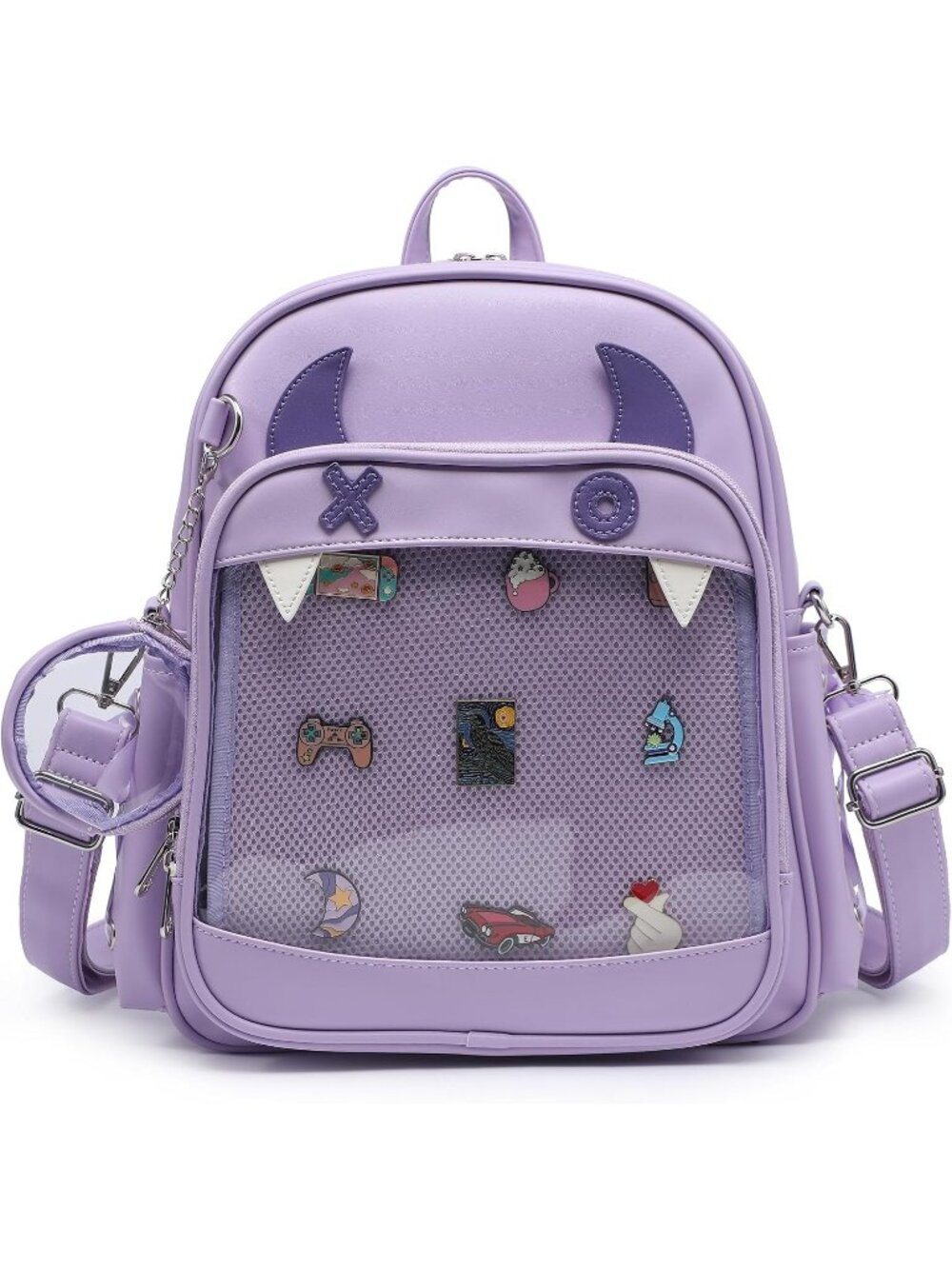 🎃Purple Devil Halloween Backpack Crossbody Purse For Gothic Anime PU Leather